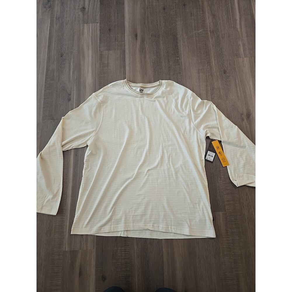 Lee Crew Neck T-Shirt Mens XXL Cream Lee Express Long Sleeve NEW Antique White